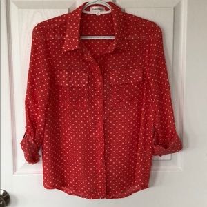 Polka dot button down blouse